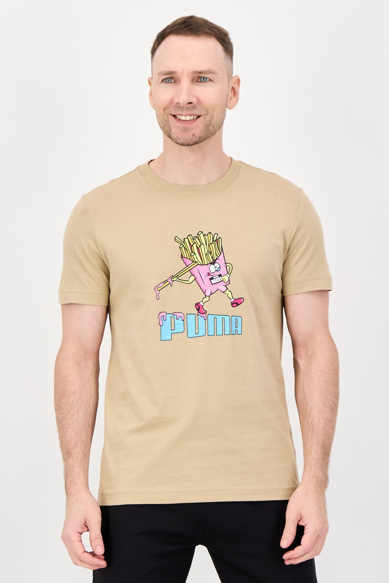 PUMA Men Sportswear Fit Short Sleeve Outdoor T-Shirts, Light Brown - Image 1